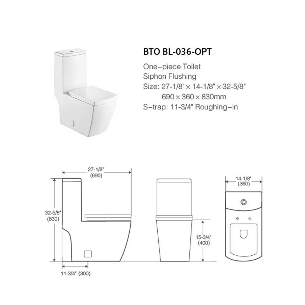 Boyel Living 0.8 GPF/1.28 GPF Dual Flush Round Shape Ceramic Elongated Toilet Including Toilet Round Only Seat in White, photo 2 of 9
