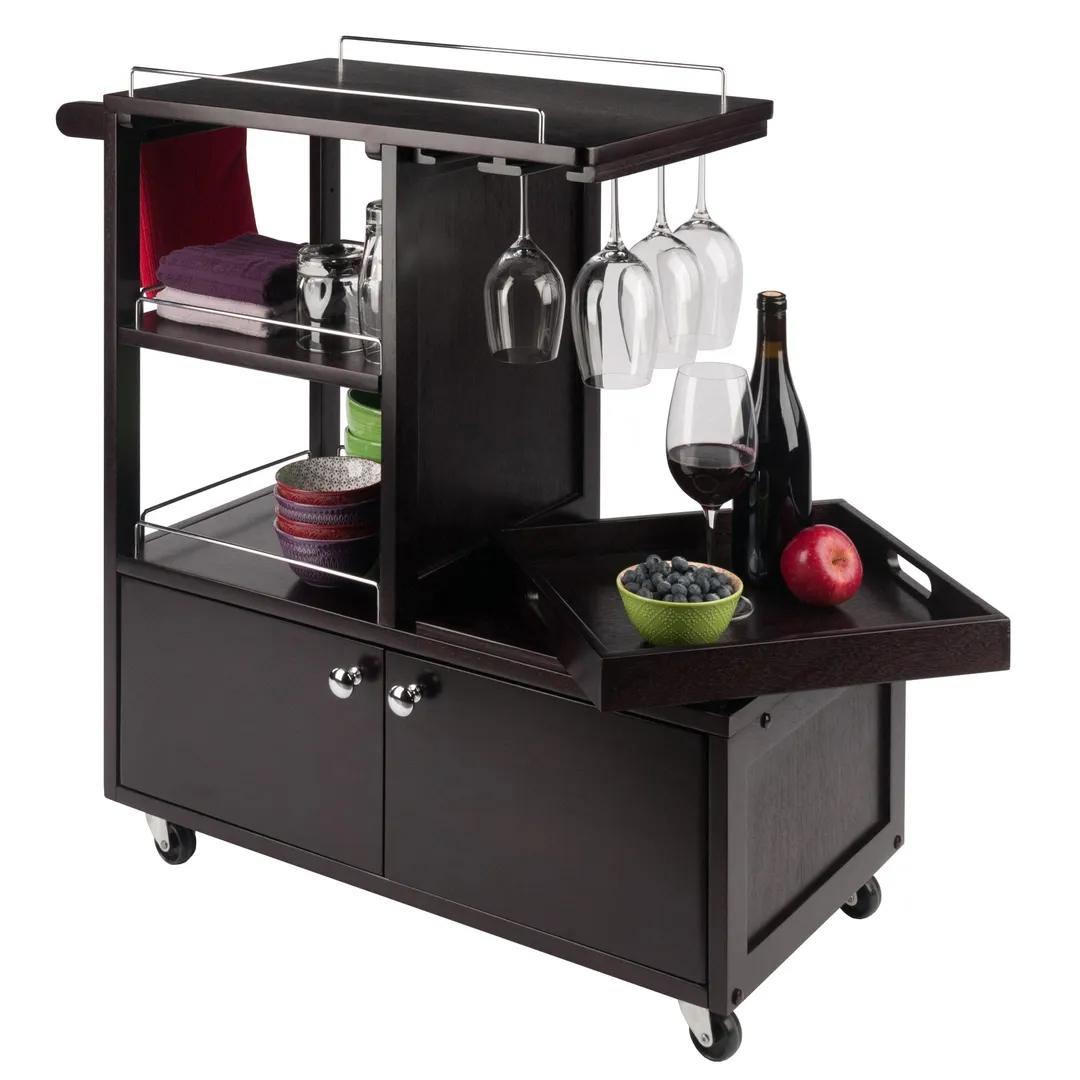 Winsome Wood Brown Composite Base with Composite Wood Top Rolling Kitchen Cart (16.77-in x 34.25-in x 34.37-in), photo 9 of 12