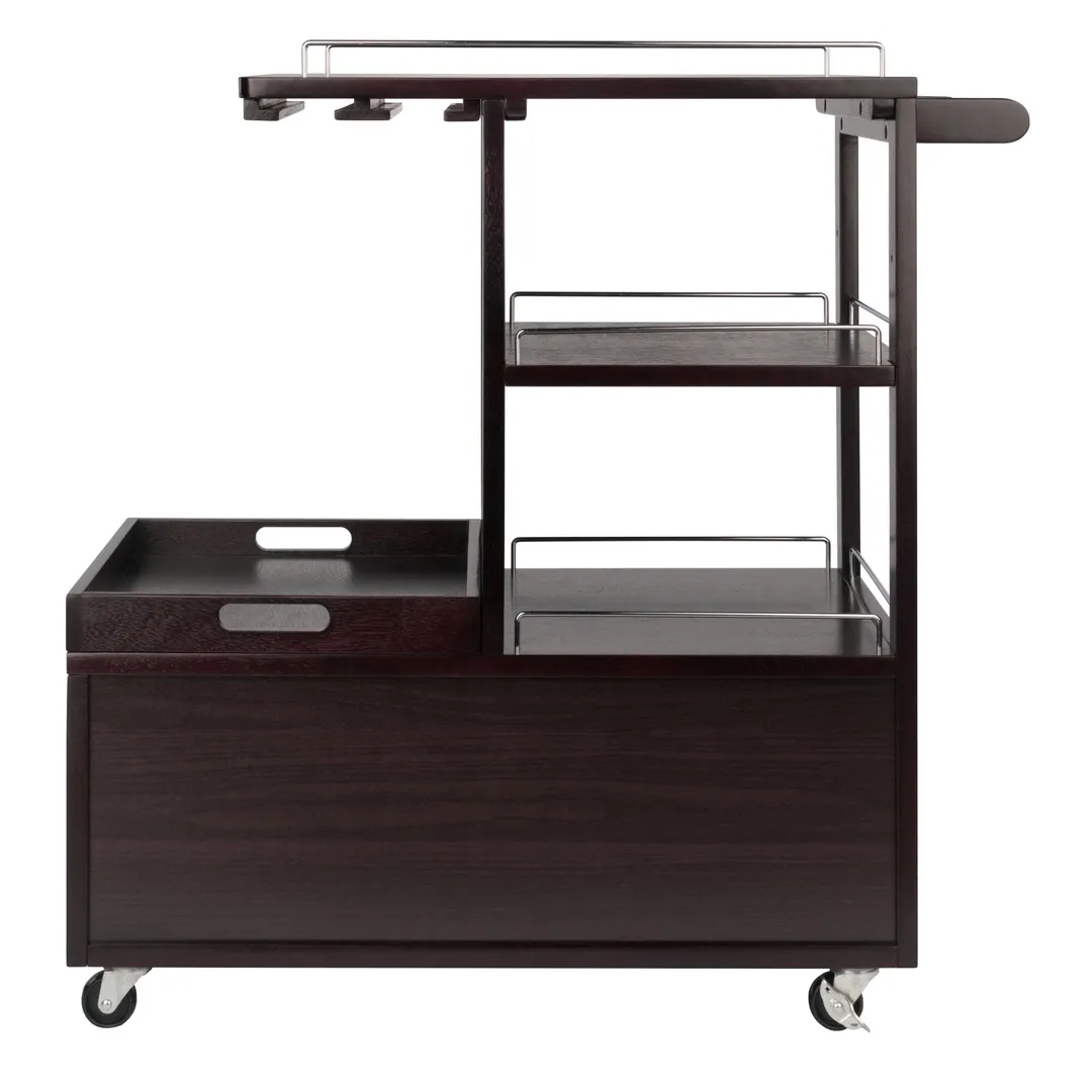 Winsome Wood Brown Composite Base with Composite Wood Top Rolling Kitchen Cart (16.77-in x 34.25-in x 34.37-in), photo 5 of 12