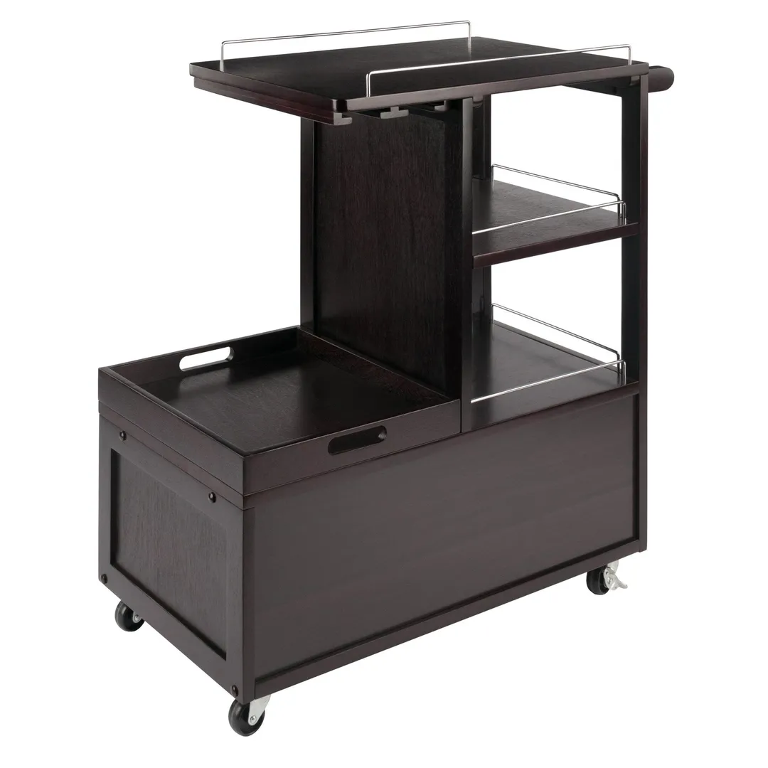 Winsome Wood Brown Composite Base with Composite Wood Top Rolling Kitchen Cart (16.77-in x 34.25-in x 34.37-in), photo 7 of 12