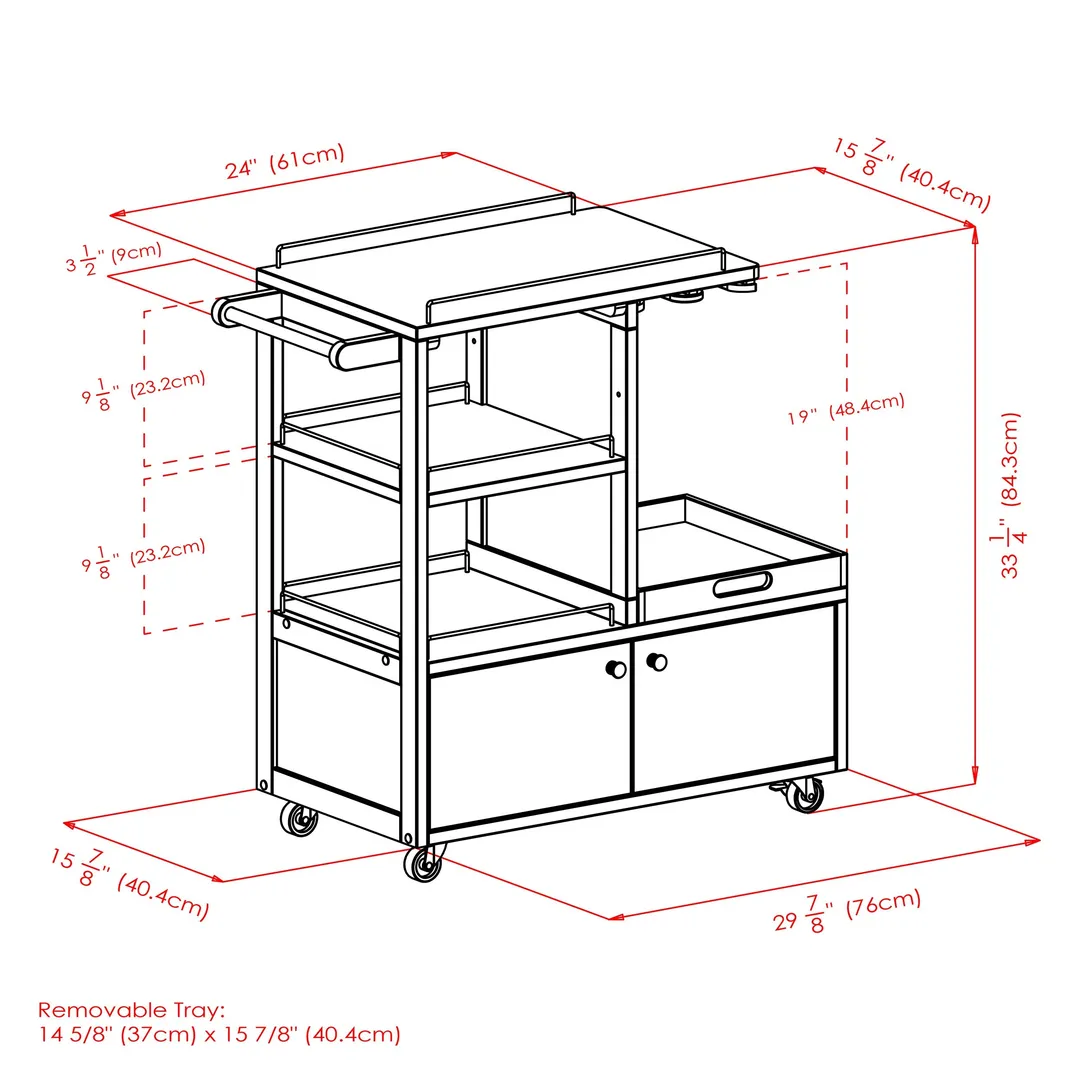 Winsome Wood Brown Composite Base with Composite Wood Top Rolling Kitchen Cart (16.77-in x 34.25-in x 34.37-in), photo 11 of 12
