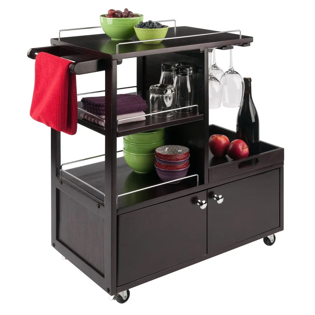 Winsome Wood Brown Composite Base with Composite Wood Top Rolling Kitchen Cart (16.77-in x 34.25-in x 34.37-in), photo 8 of 12