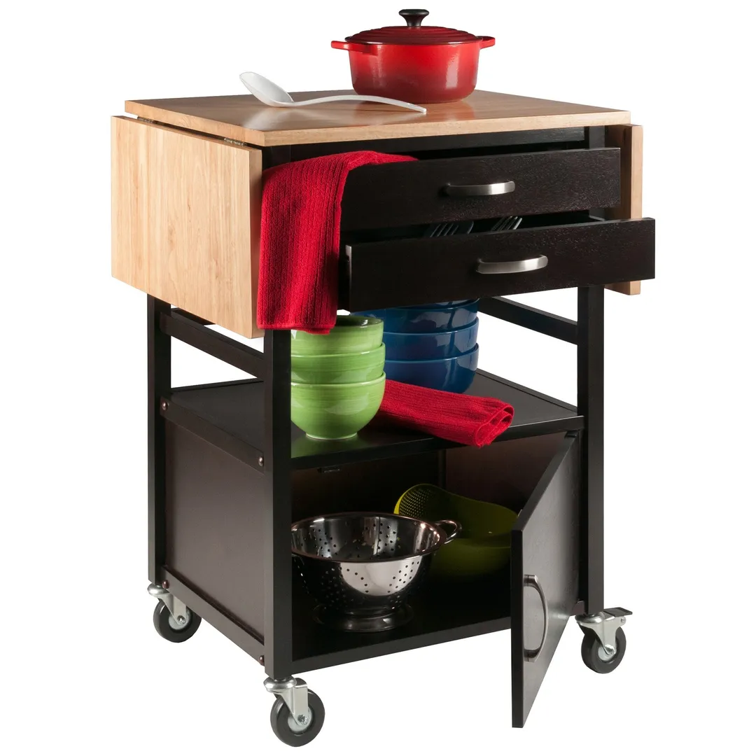 Winsome Wood Wood Base with Wood Top Rolling Kitchen Cart (20.08-in x 43.23-in x 33.54-in), photo 8 of 14