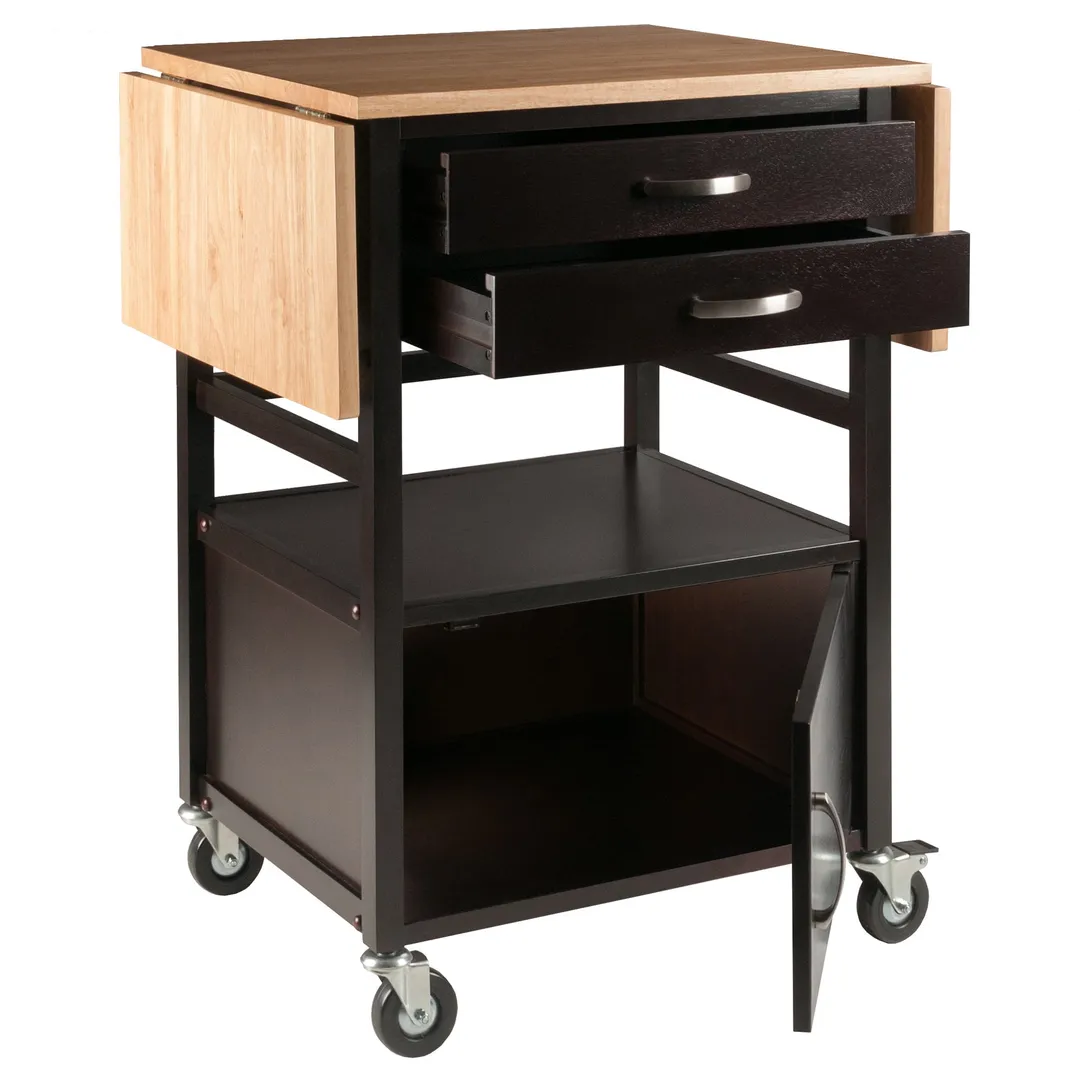 Winsome Wood Wood Base with Wood Top Rolling Kitchen Cart (20.08-in x 43.23-in x 33.54-in), photo 2 of 14