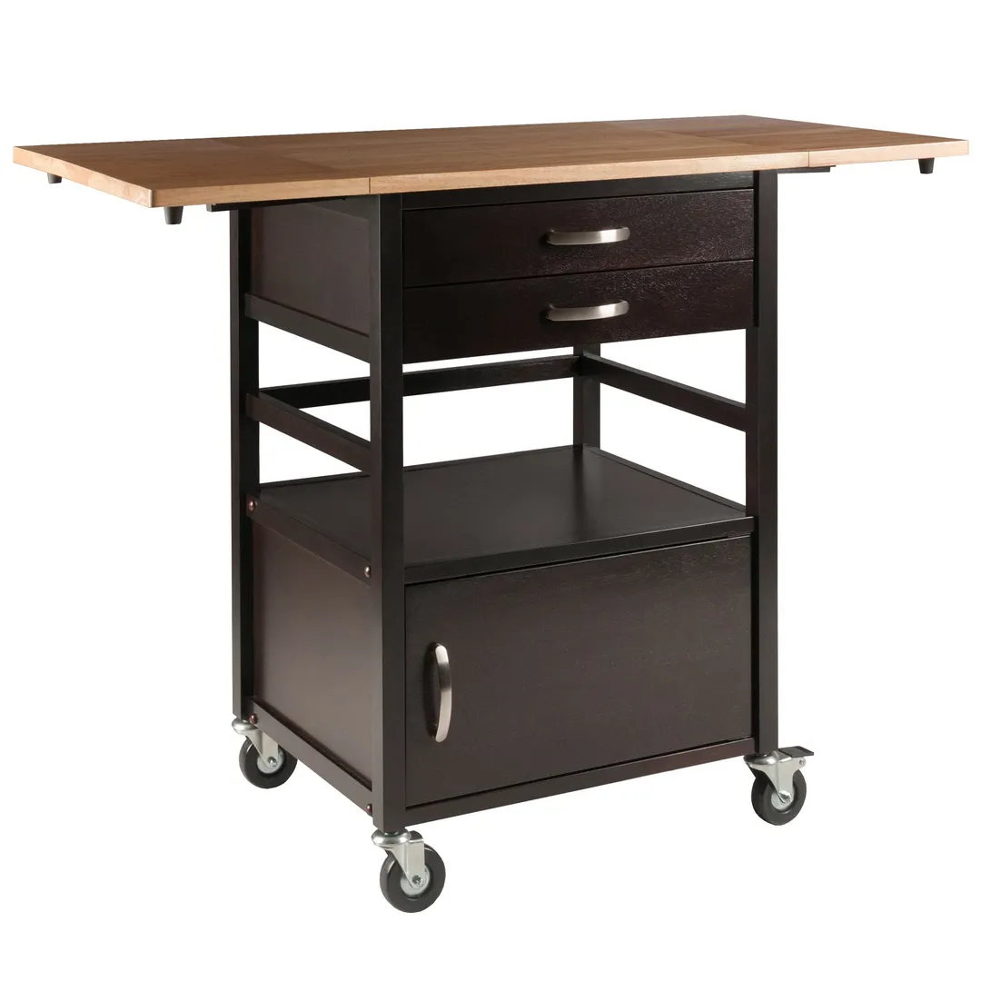 Winsome Wood Wood Base with Wood Top Rolling Kitchen Cart (20.08-in x 43.23-in x 33.54-in), photo 3 of 14