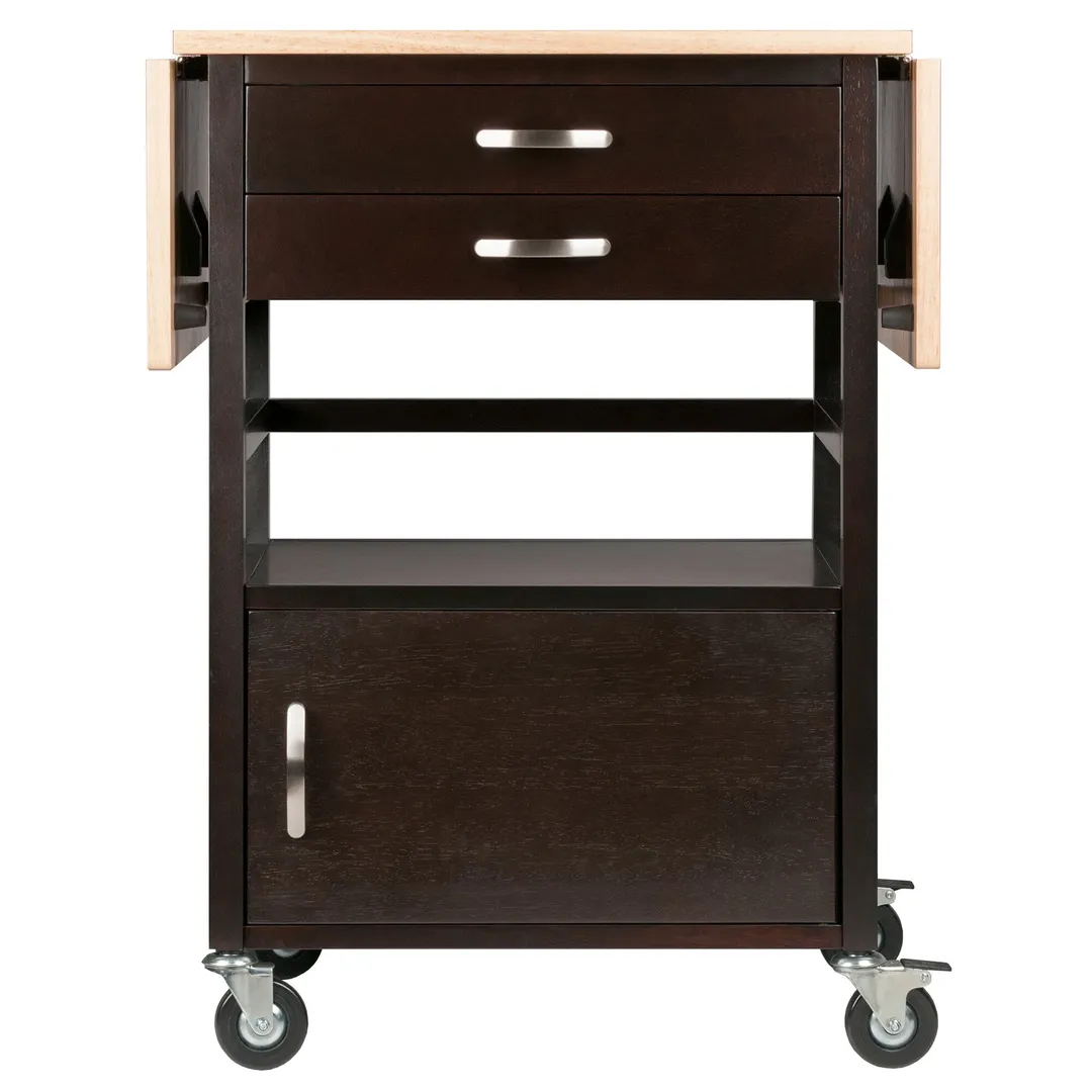 Winsome Wood Wood Base with Wood Top Rolling Kitchen Cart (20.08-in x 43.23-in x 33.54-in), photo 4 of 14