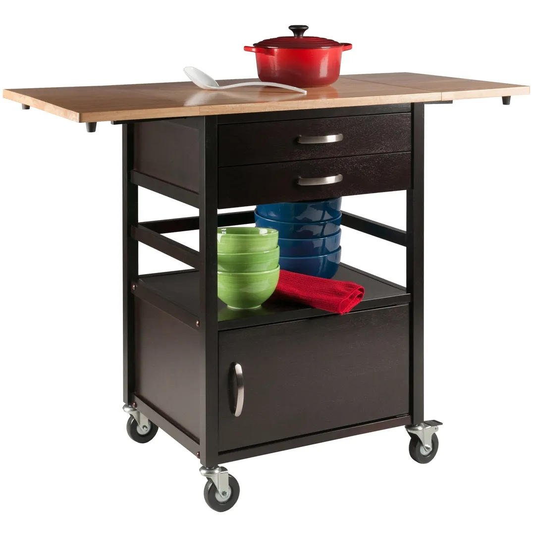Winsome Wood Wood Base with Wood Top Rolling Kitchen Cart (20.08-in x 43.23-in x 33.54-in), photo 9 of 14