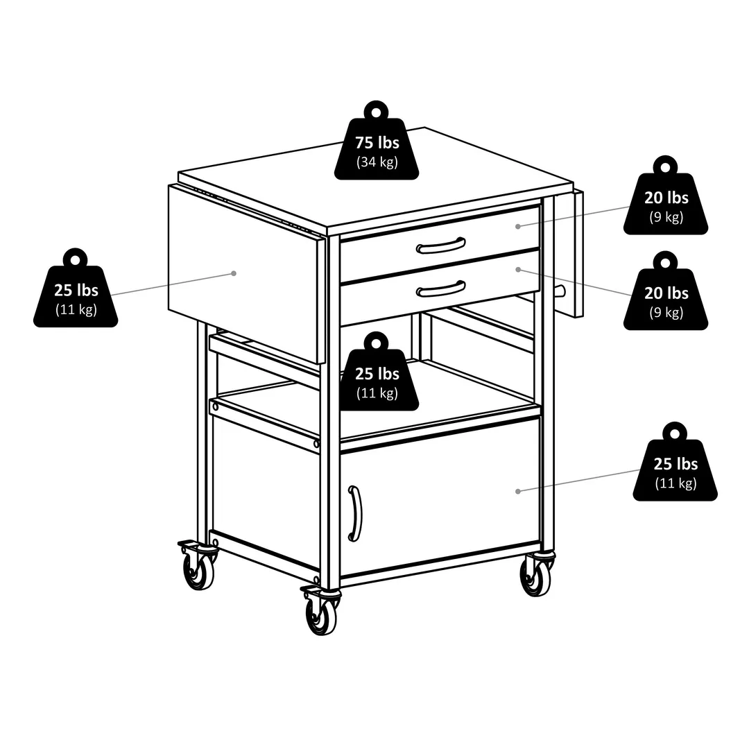 Winsome Wood Wood Base with Wood Top Rolling Kitchen Cart (20.08-in x 43.23-in x 33.54-in), photo 14 of 14