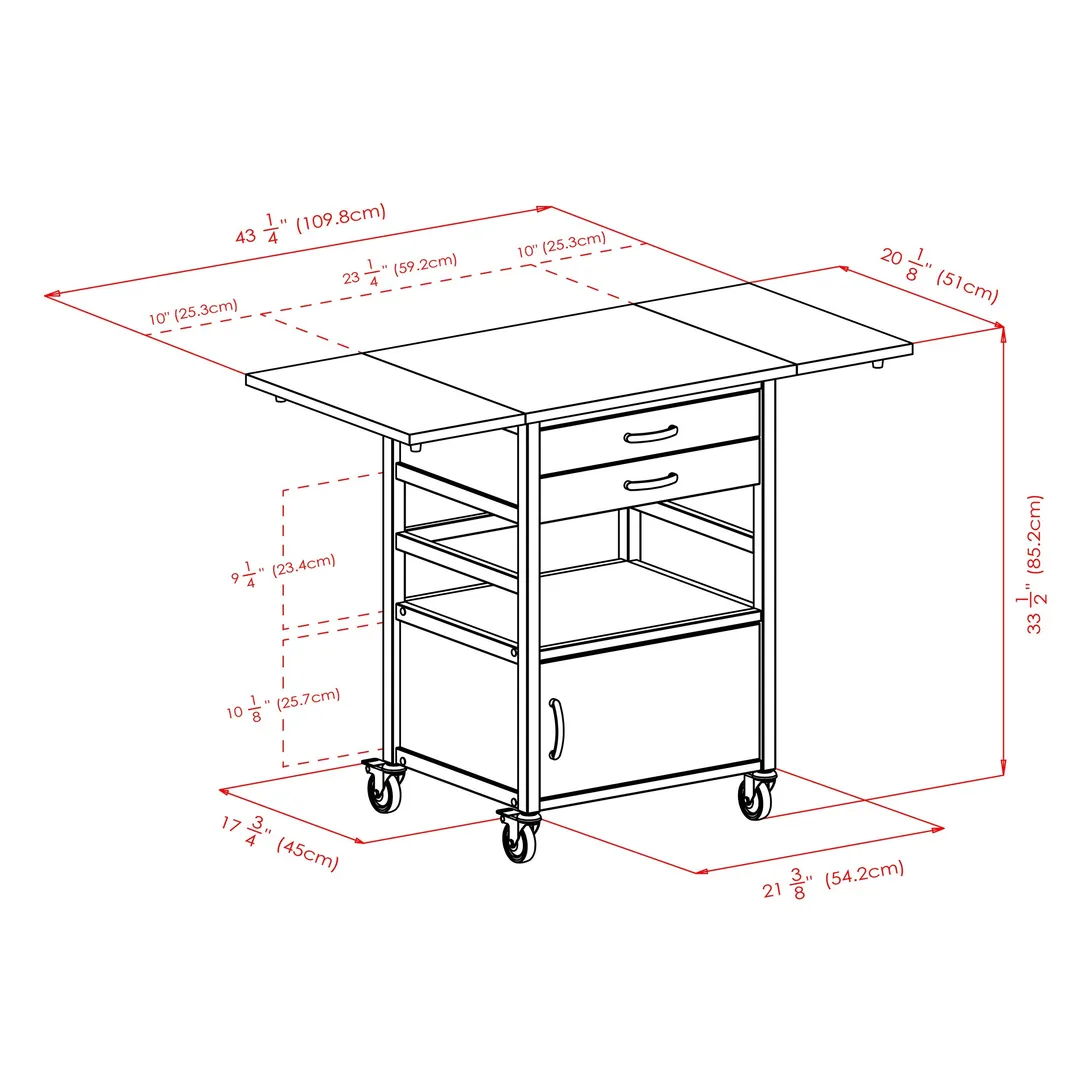 Winsome Wood Wood Base with Wood Top Rolling Kitchen Cart (20.08-in x 43.23-in x 33.54-in), photo 13 of 14