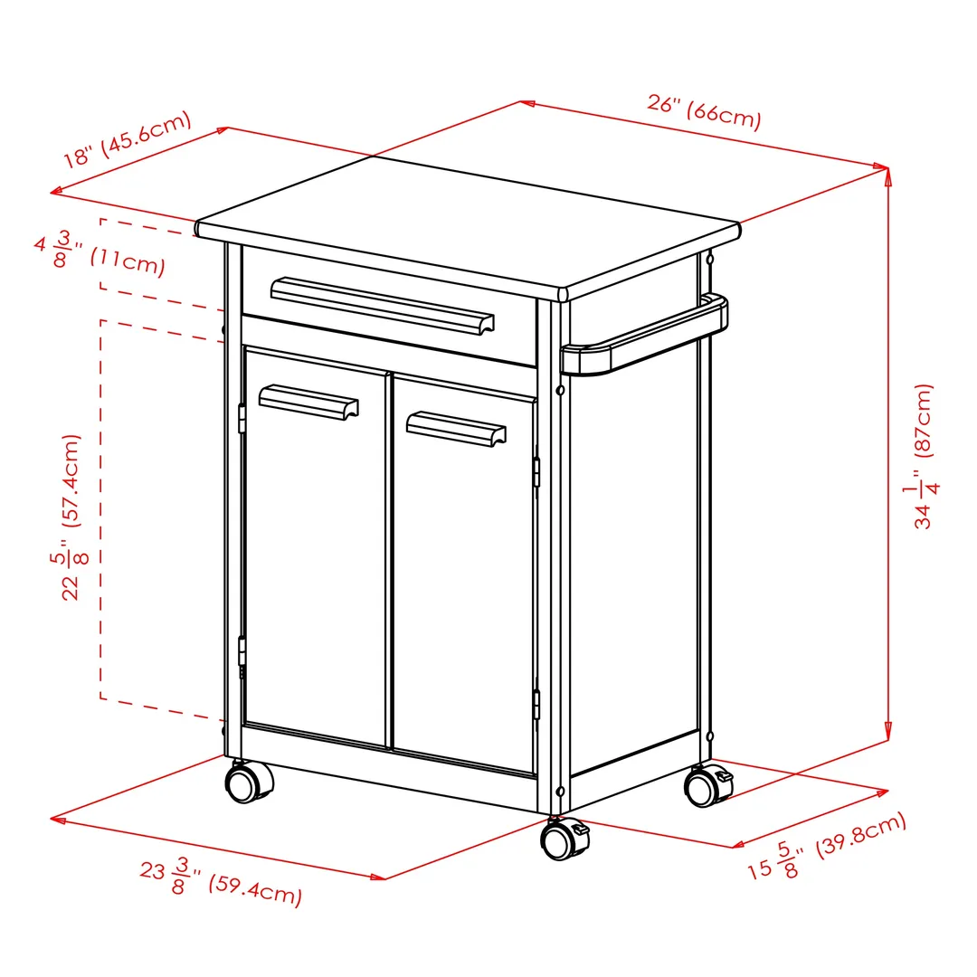 Winsome Wood Brown Composite Base with Composite Wood Top Rolling Kitchen Cart (18.2-in x 26.9-in x 34.5-in), photo 11 of 12