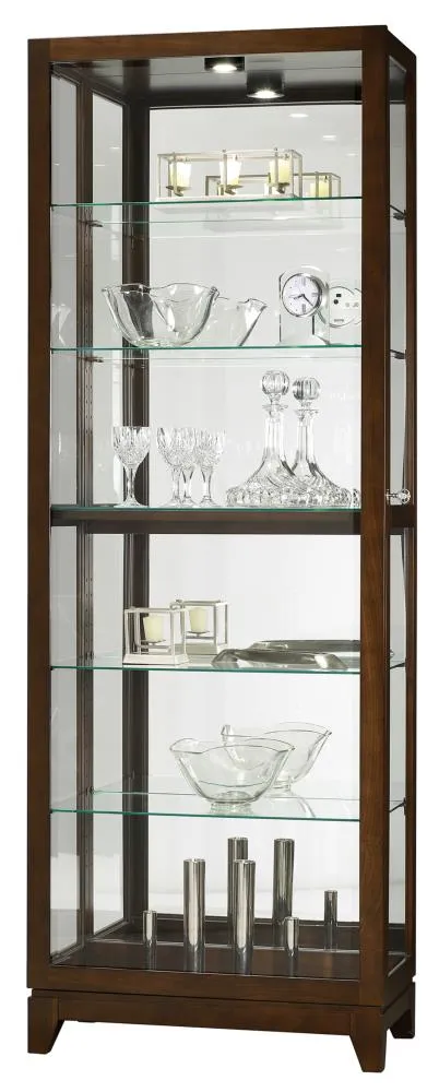 Contemporary/Modern Espresso Wood Asian Hardwood Curio Cabinet