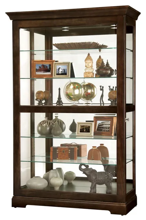 Traditional Espresso Wood Asian Hardwood Curio Cabinet