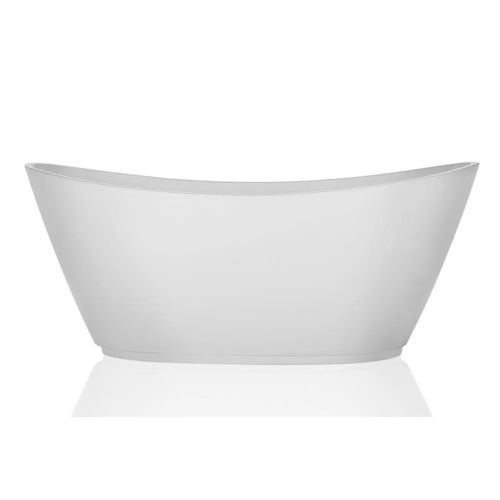 Empava 69 in. Acrylic Freestanding Bathtub Flatbottom Stand Alone Tub with Contemporary Modern Design in Glossy White, photo 4 of 7