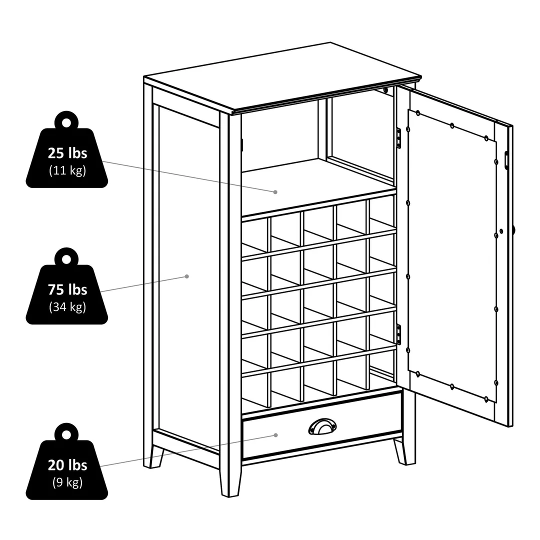 Winsome Wood 25-Bottle Espresso Wood Wine Cabinet, photo 10 of 10