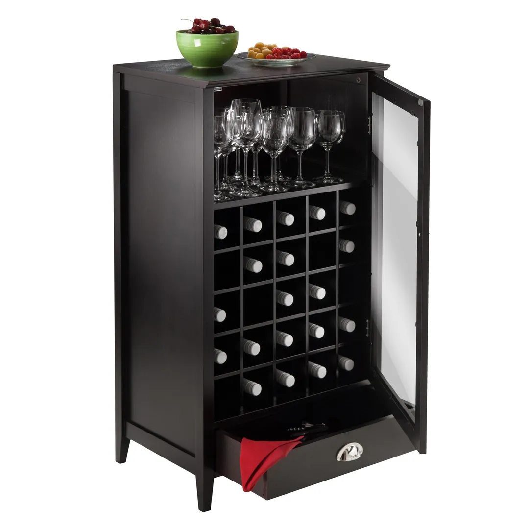 Winsome Wood 25-Bottle Espresso Wood Wine Cabinet, photo 2 of 10