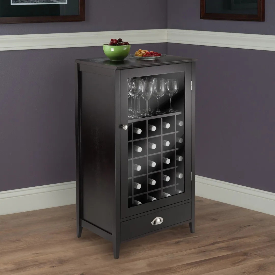 Winsome Wood 25-Bottle Espresso Wood Wine Cabinet, photo 7 of 10