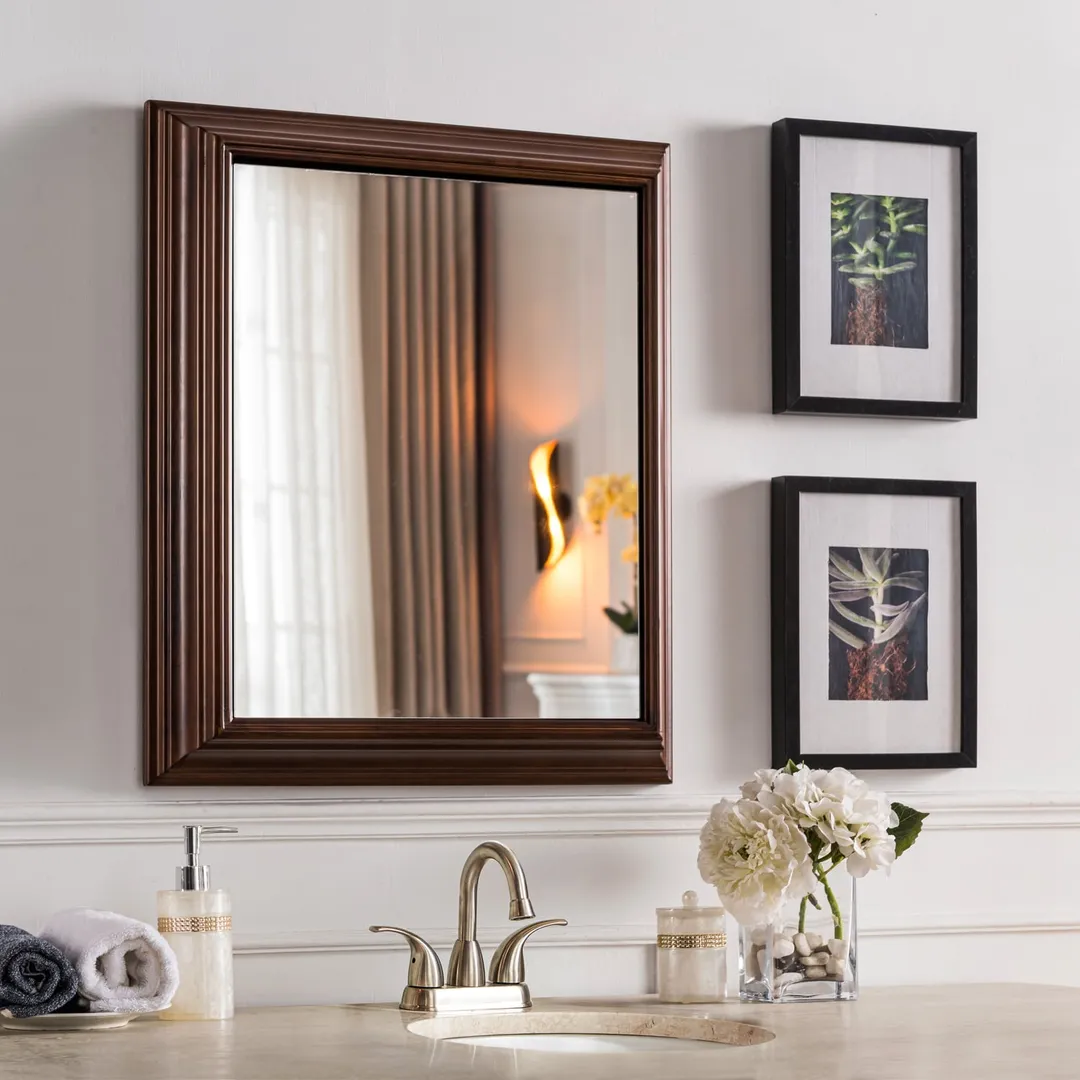 allen + roth 22.5-in x 27.5-in Fog Free Surface Mount Espresso Mirrored Soft Close Medicine Cabinet, photo 12 of 14
