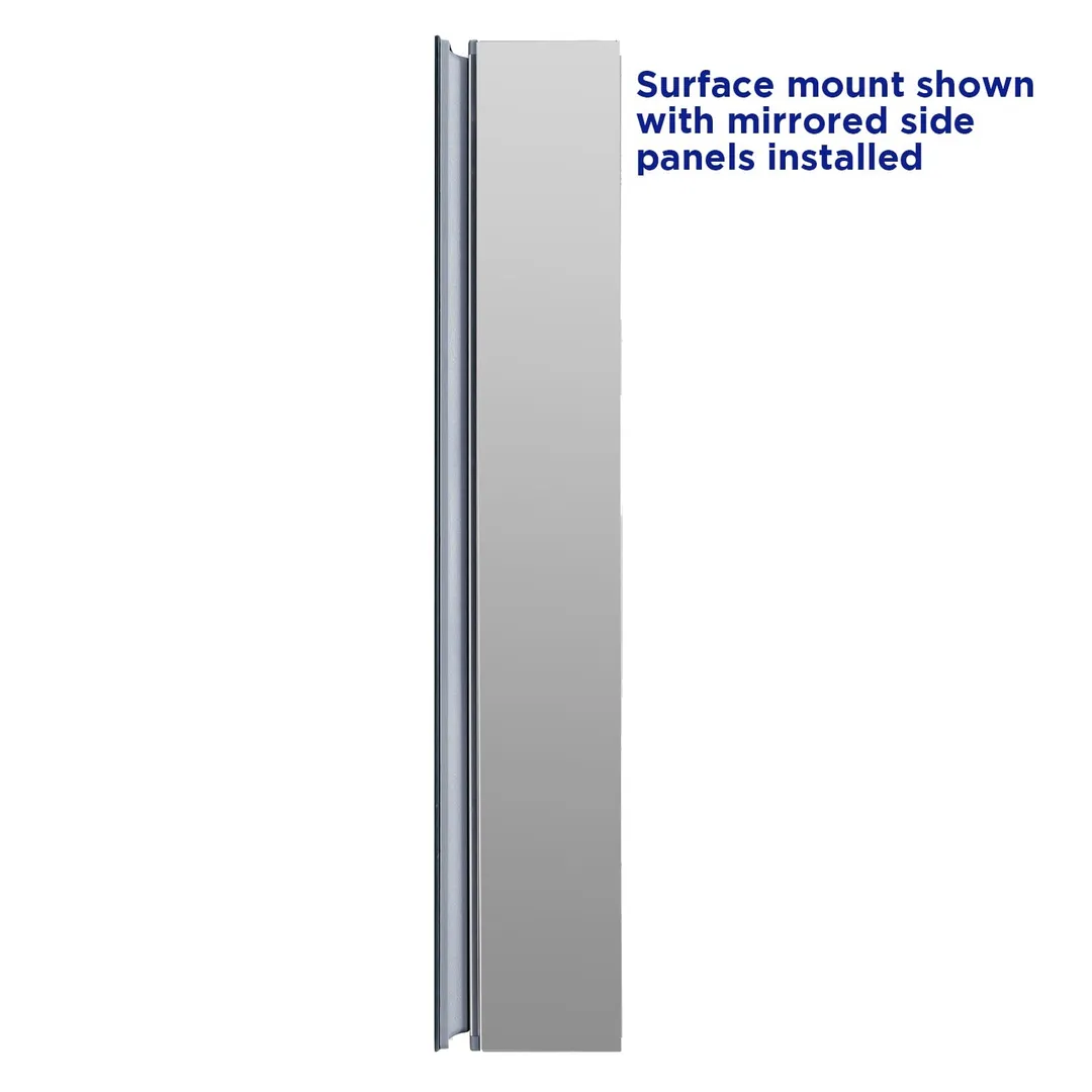 allen + roth 15-in x 26-in Fog Free Surface/Recessed Mount Silver Mirrored Soft Close Medicine Cabinet, photo 4 of 14