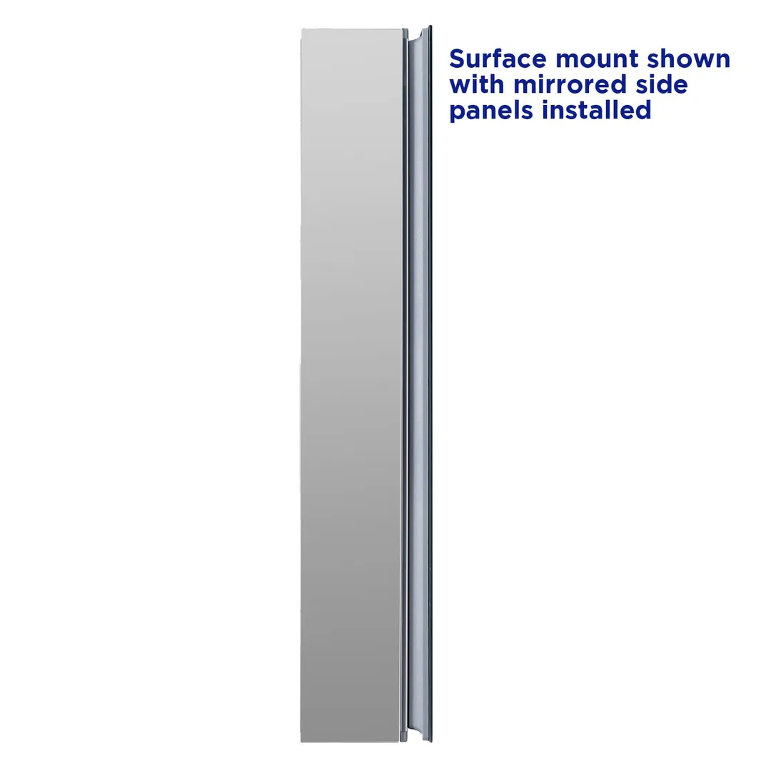 allen + roth 15-in x 26-in Fog Free Surface/Recessed Mount Silver Mirrored Soft Close Medicine Cabinet, photo 5 of 14