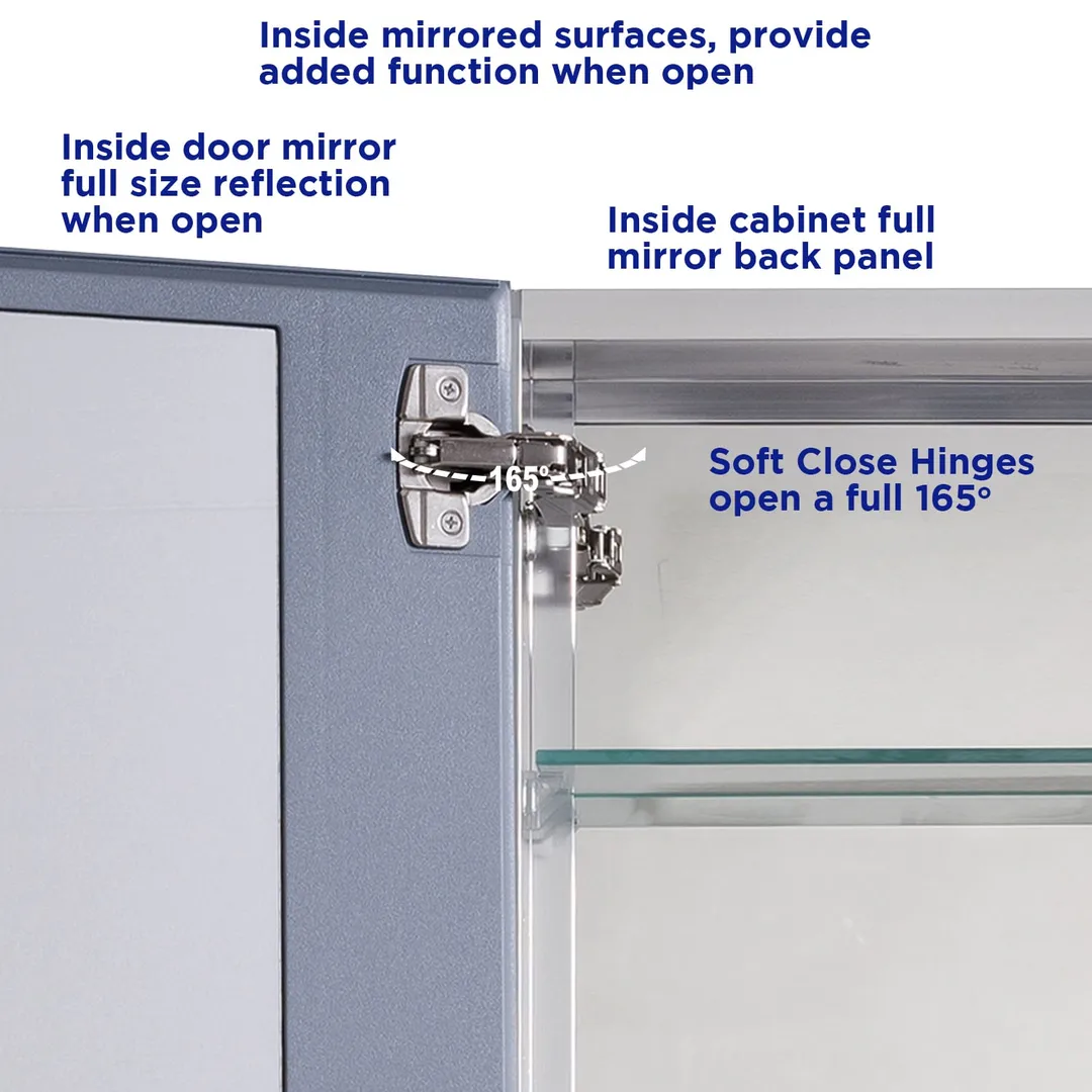 allen + roth 15-in x 26-in Fog Free Surface/Recessed Mount Silver Mirrored Soft Close Medicine Cabinet, photo 7 of 14