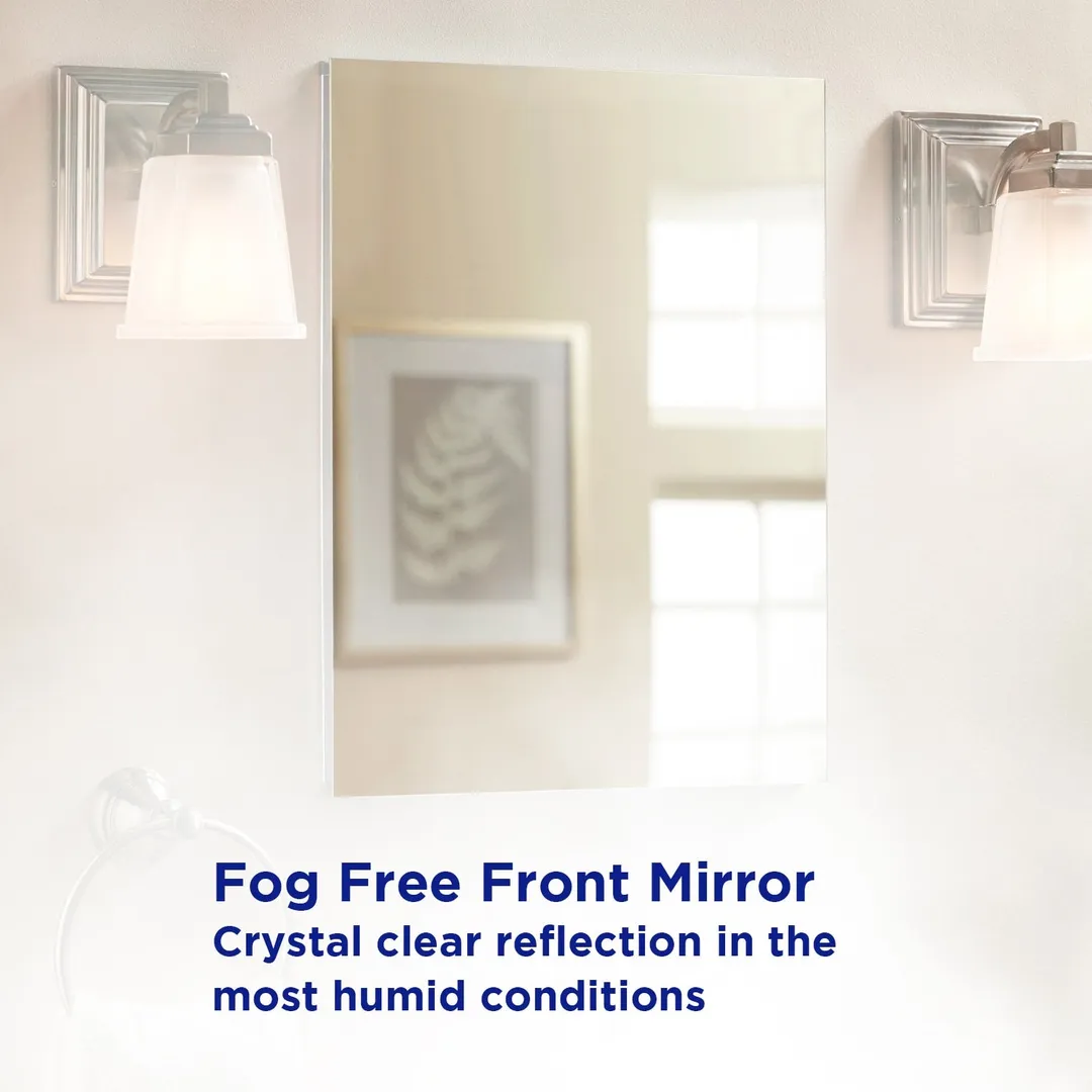allen + roth 16-in x 20-in Fog Free Surface/Recessed Mount Silver Mirrored Soft Close Medicine Cabinet, photo 10 of 14