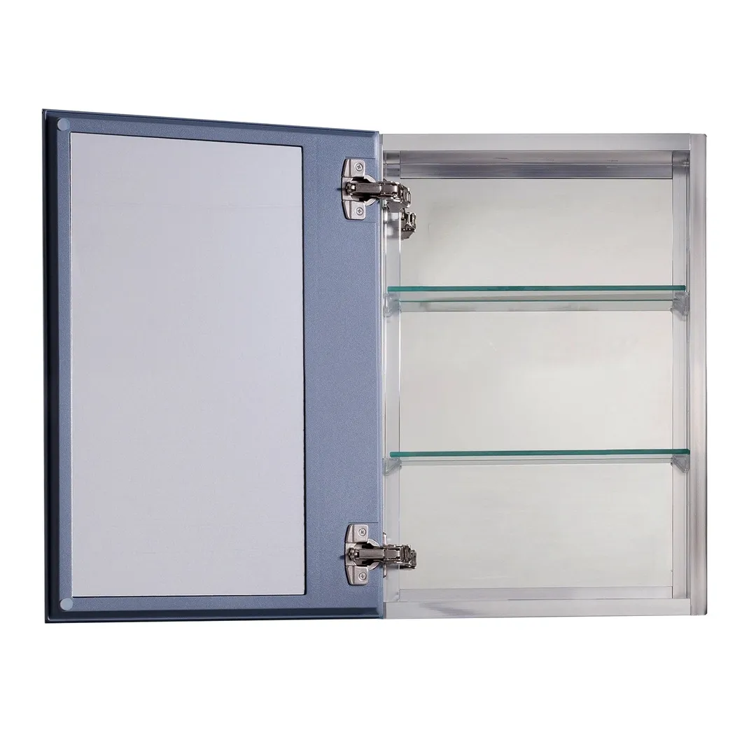 allen + roth 16-in x 20-in Fog Free Surface/Recessed Mount Silver Mirrored Soft Close Medicine Cabinet, photo 2 of 14