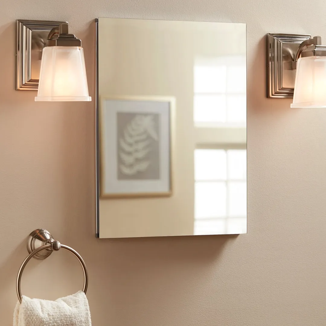 allen + roth 16-in x 20-in Fog Free Surface/Recessed Mount Silver Mirrored Soft Close Medicine Cabinet, photo 12 of 14