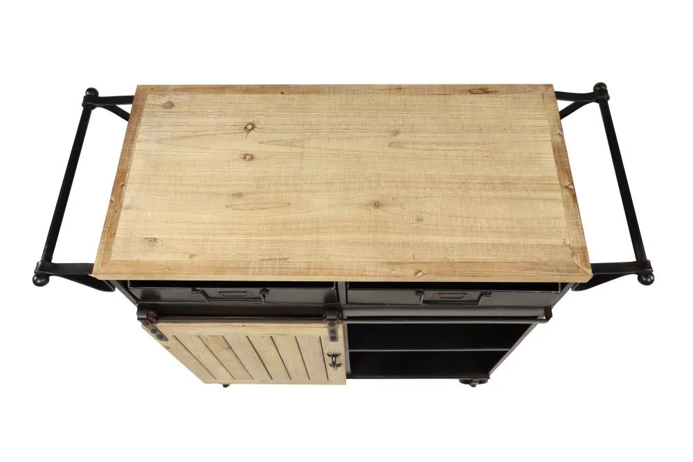 Grayson Lane Black Metal Base with Wood Top Rolling Kitchen Cart (41-in x 16-in x 34-in), photo 3 of 4
