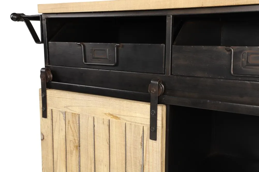 Grayson Lane Black Metal Base with Wood Top Rolling Kitchen Cart (41-in x 16-in x 34-in), photo 4 of 4
