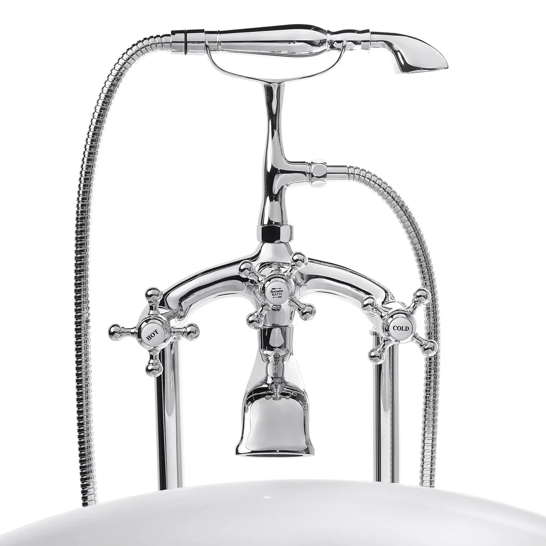 AKDY 40-in Chrome 3-Handle Freestanding Bathtub Faucet with Hand Shower, photo 2 of 8