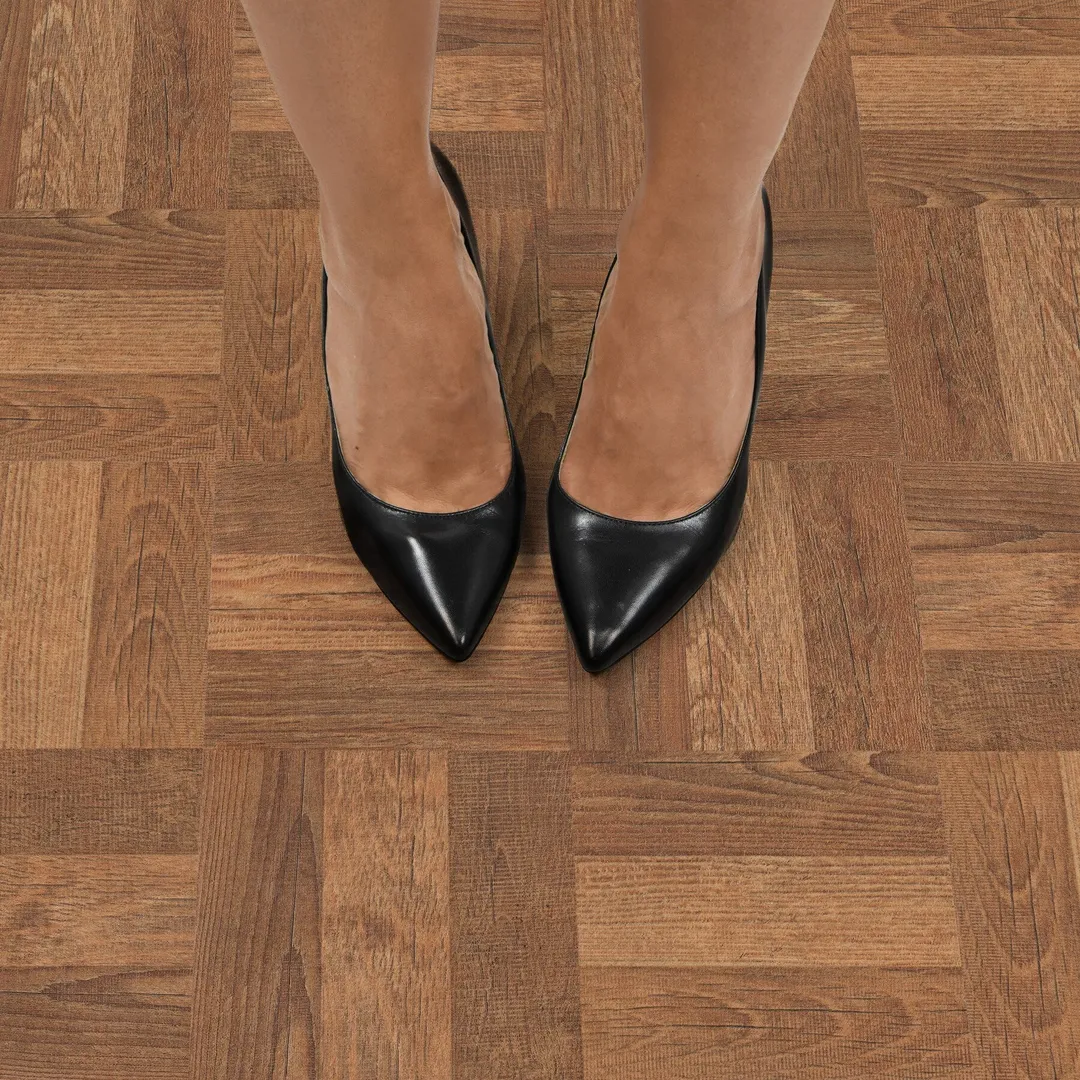 FloorPops Brown 12-in x 12-in Water-Resistant Peel-and-Stick Vinyl Tile Flooring, 20-sq ft Carton, photo 4 of 8