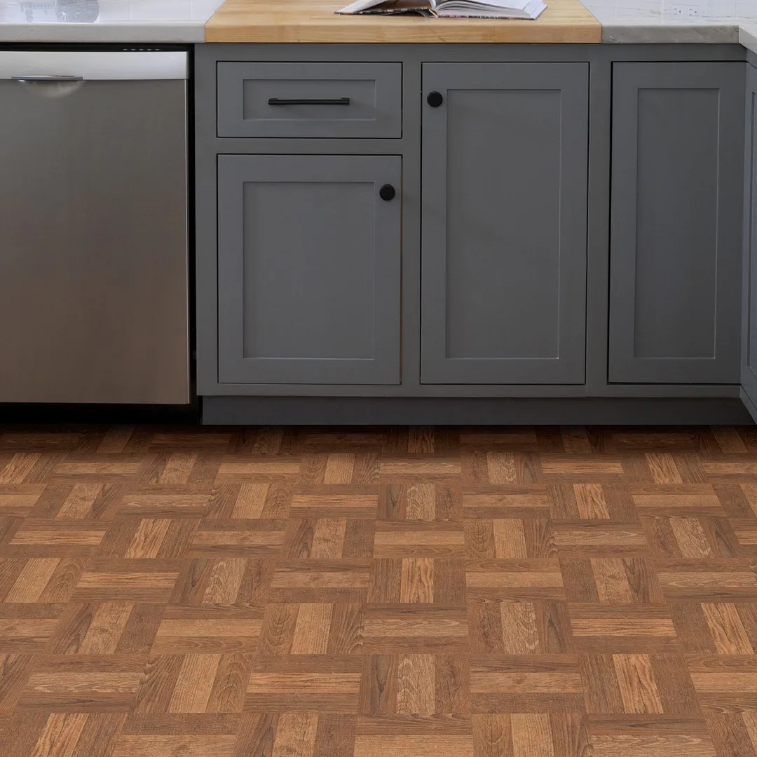 FloorPops Brown 12-in x 12-in Water-Resistant Peel-and-Stick Vinyl Tile Flooring, 20-sq ft Carton, photo 3 of 8