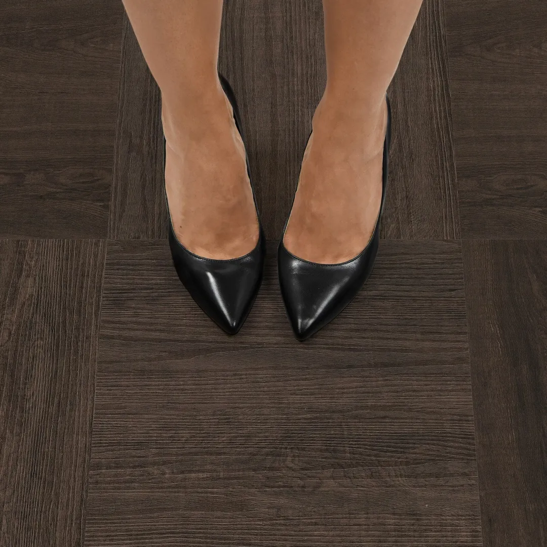 FloorPops Brown 12-in x 12-in Water Resistant Peel and Stick Vinyl Tile Flooring (20-sq ft), photo 8 of 8