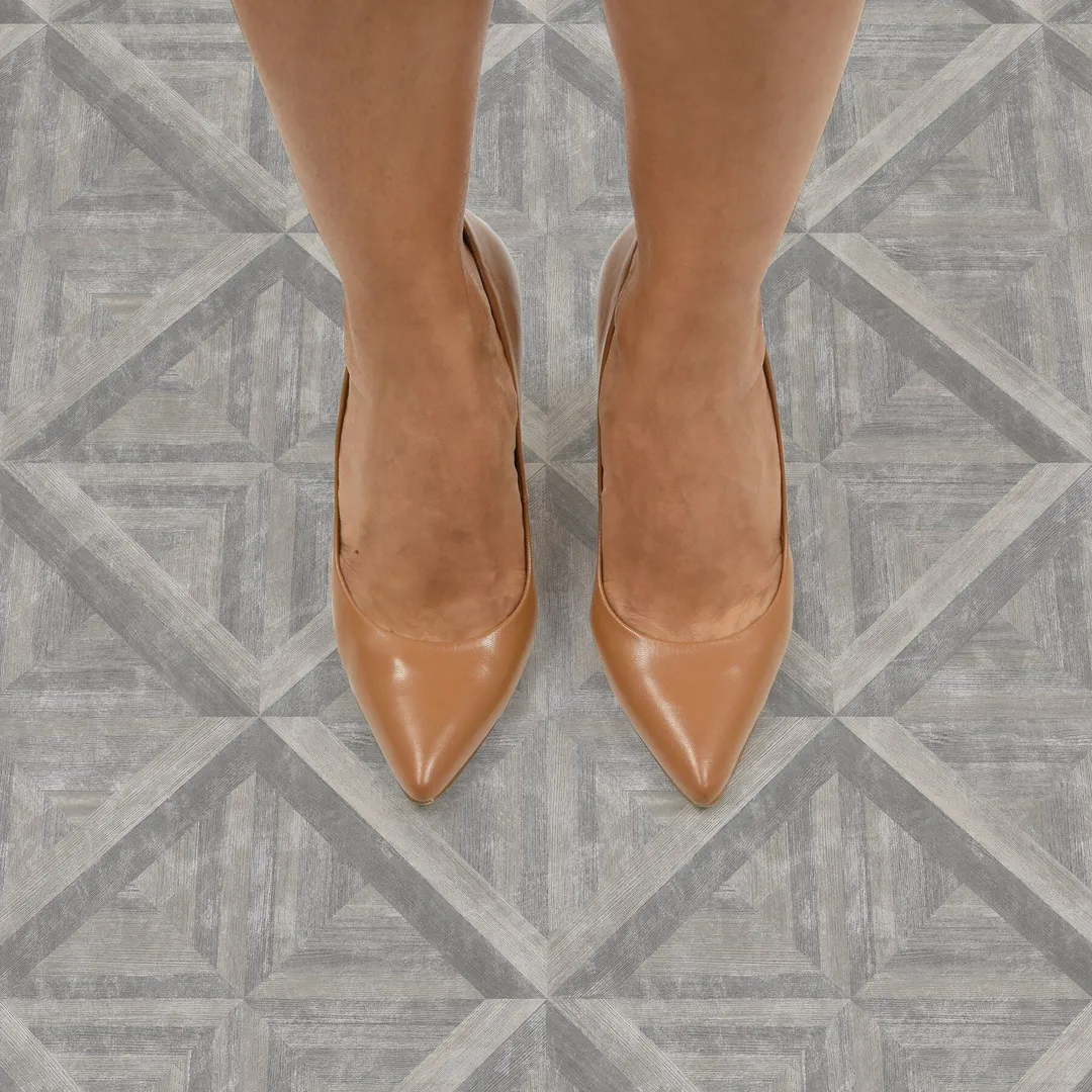 FloorPops Grey 12-in x 12-in Water-Resistant Peel-and-Stick Vinyl Tile Flooring, 20-sq ft Carton, photo 8 of 8