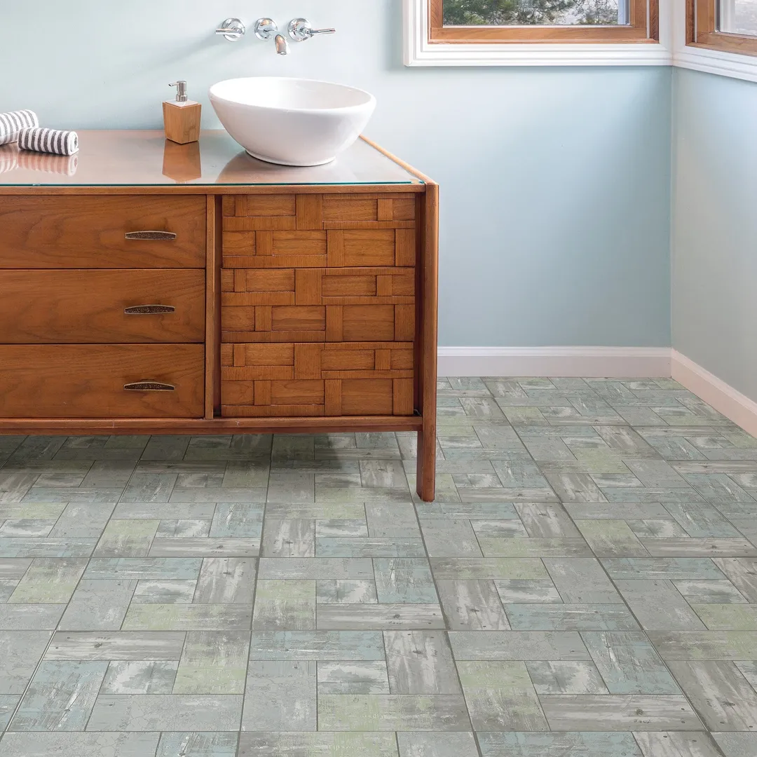 FloorPops Grey 12-in x 12-in Water-Resistant Peel-and-Stick Vinyl Tile Flooring, 20-sq ft Carton, photo 3 of 8