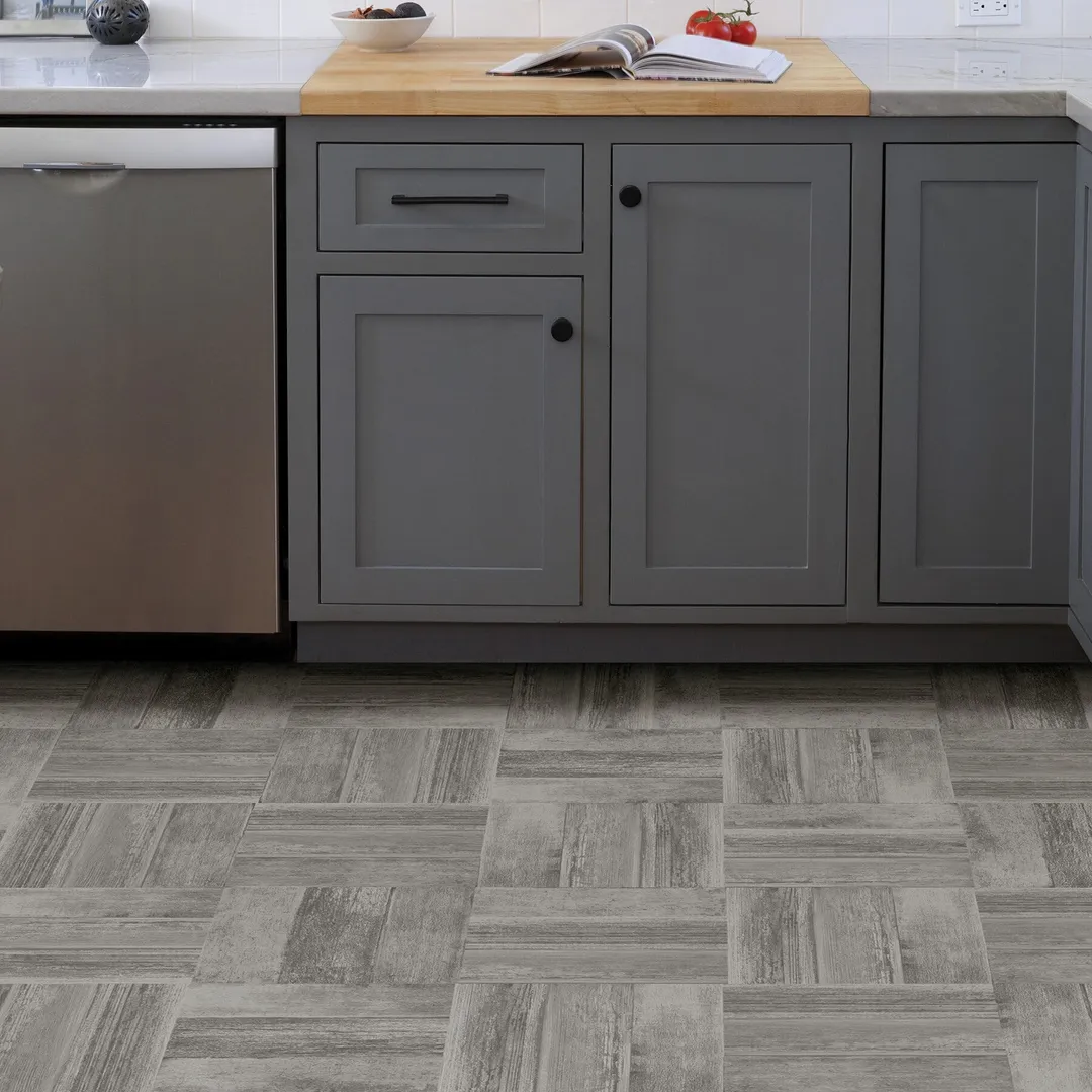 FloorPops Grey 12-in x 12-in Peel and Stick Vinyl Tile Flooring, Water Resistant, 20-sq ft Carton, photo 3 of 8