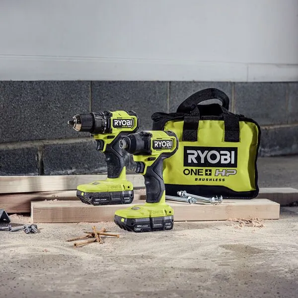 RYOBI ONE+ HP 18V Brushless Cordless Compact 1/2 in. Drill and Impact Driver Kit with (2) 1.5 Ah Batteries, Charger and Bag, photo 7 of 8