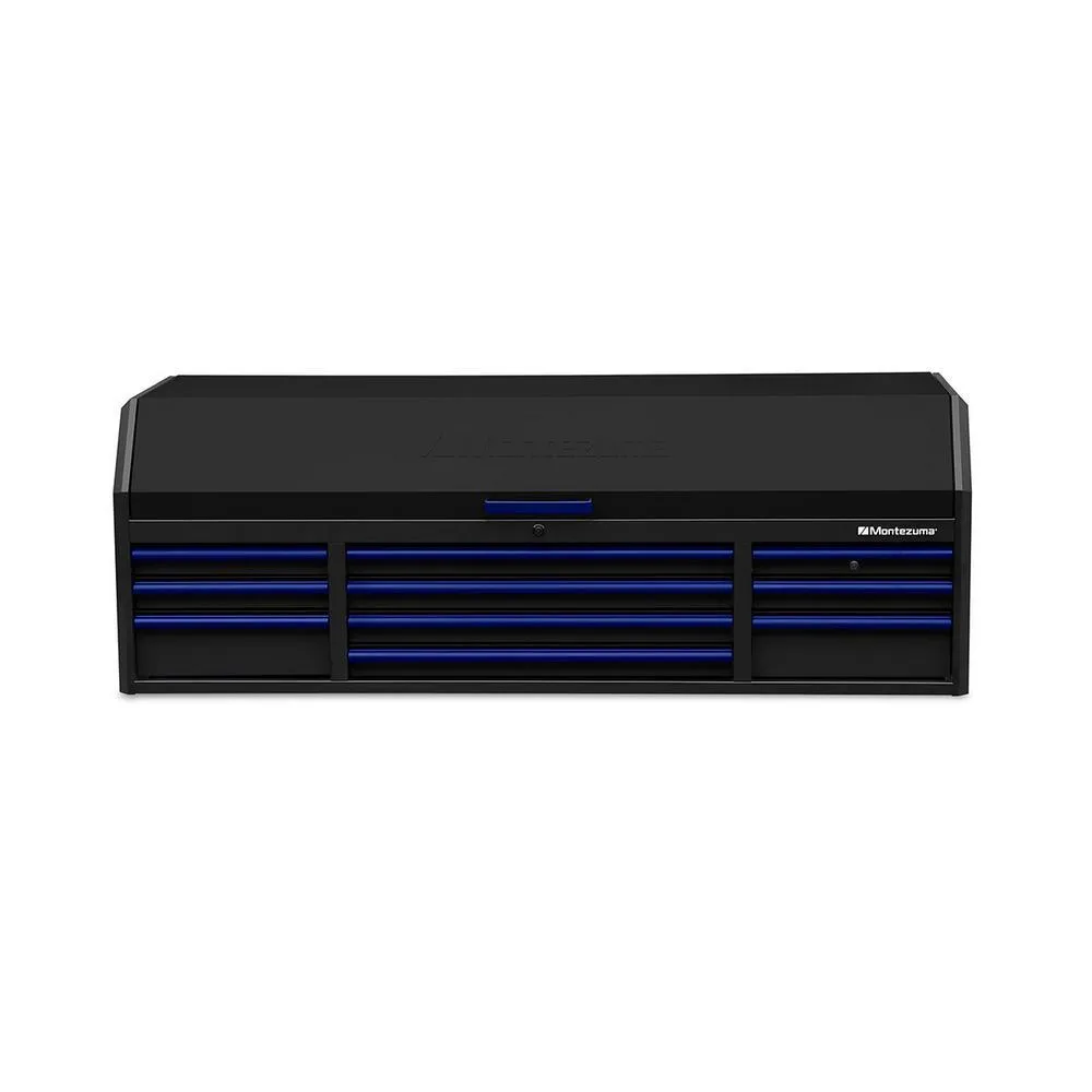 72 in. x 24 in. 10-Drawer Tool Top Chest with Power and USB Outlets in Black and Blue, photo 4 of 12