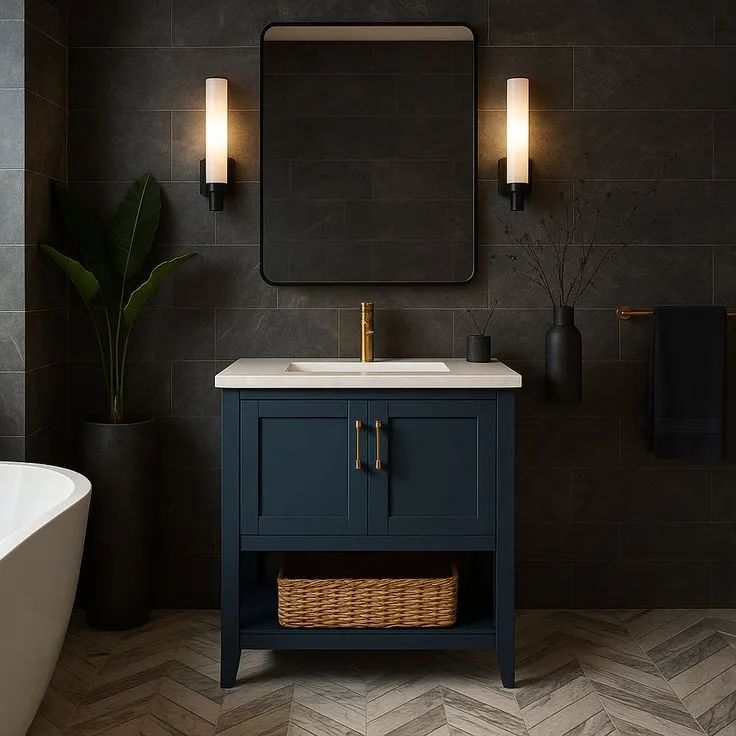 Home Decorators Collection Newhall 30-Inch Grayish Blue Bathroom Vanity with Cultured Marble Top, photo 3 of 3