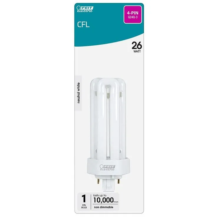 26W Equiv PL CFLNI Quad Tube 4-Pin Plug-in G24Q-3 Base Compact Fluorescent CFL Light Bulb, Bright White 3500K, photo 5 of 10