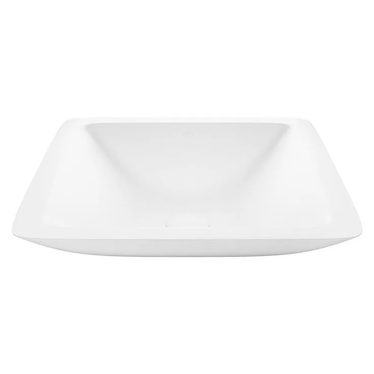 VIGO White Begonia Handmade Countertop Matte Stone Square Vessel Bathroom Sink in Matte White, photo 4 of 10