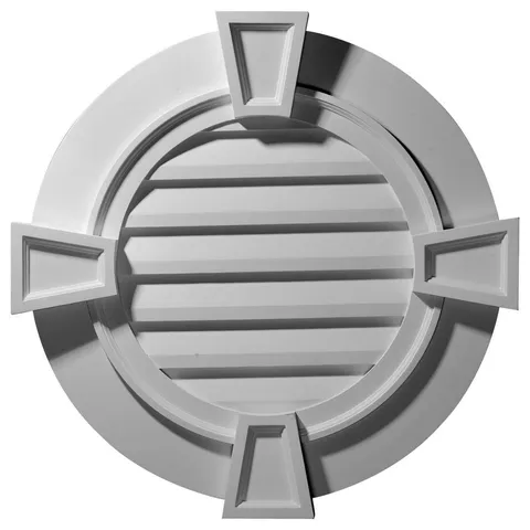 35.625 × 35.625 in Round Primed Polyurethane Paintable Gable Louver Vent