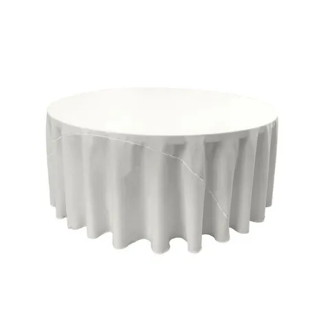120 in. White Polyester Poplin Round Tablecloth