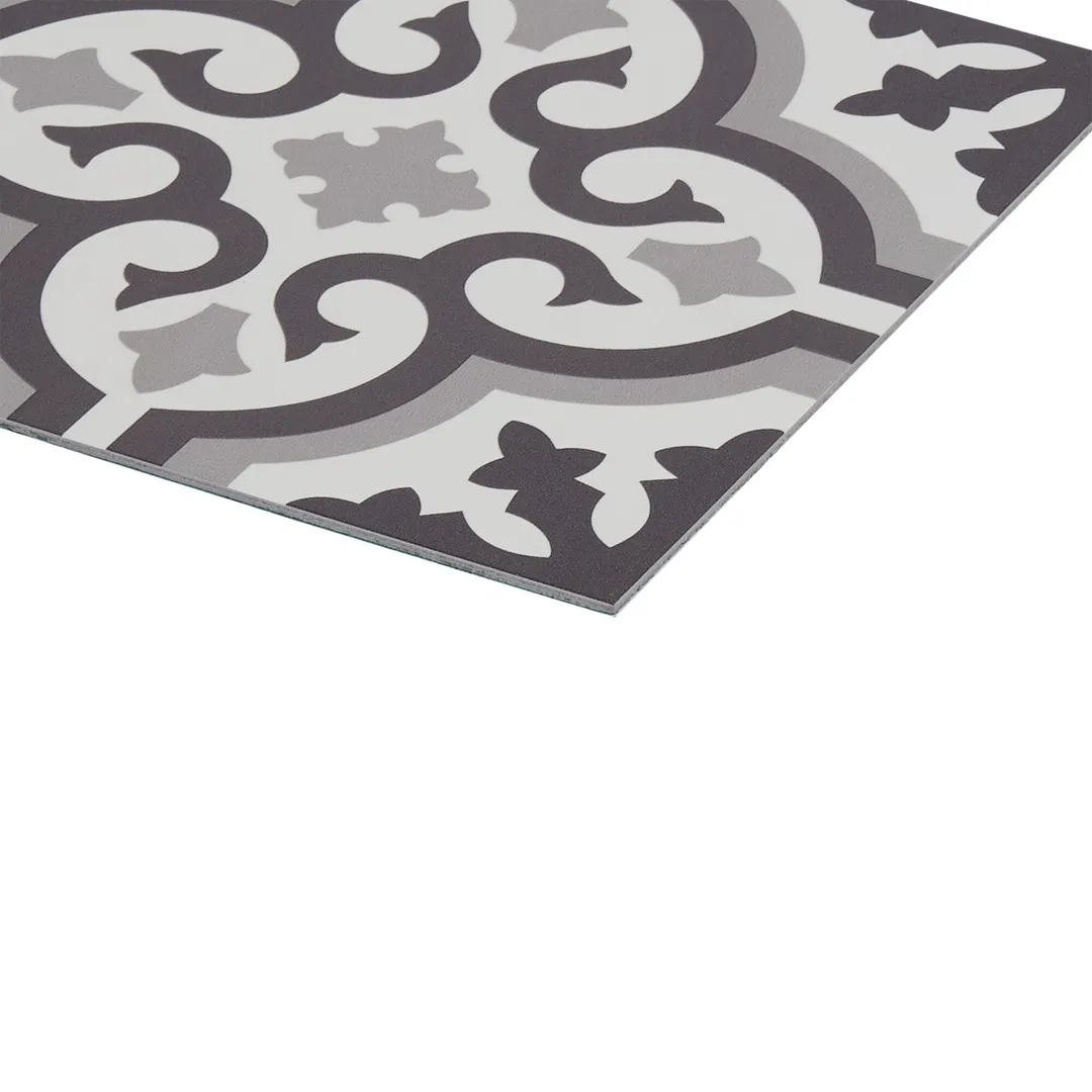 Style Selections Charlotte Black and White 9-in x 9-in Groutable Water Resistant Peel and Stick Vinyl Tile Flooring (0.5625-sq ft), photo 2 of 7