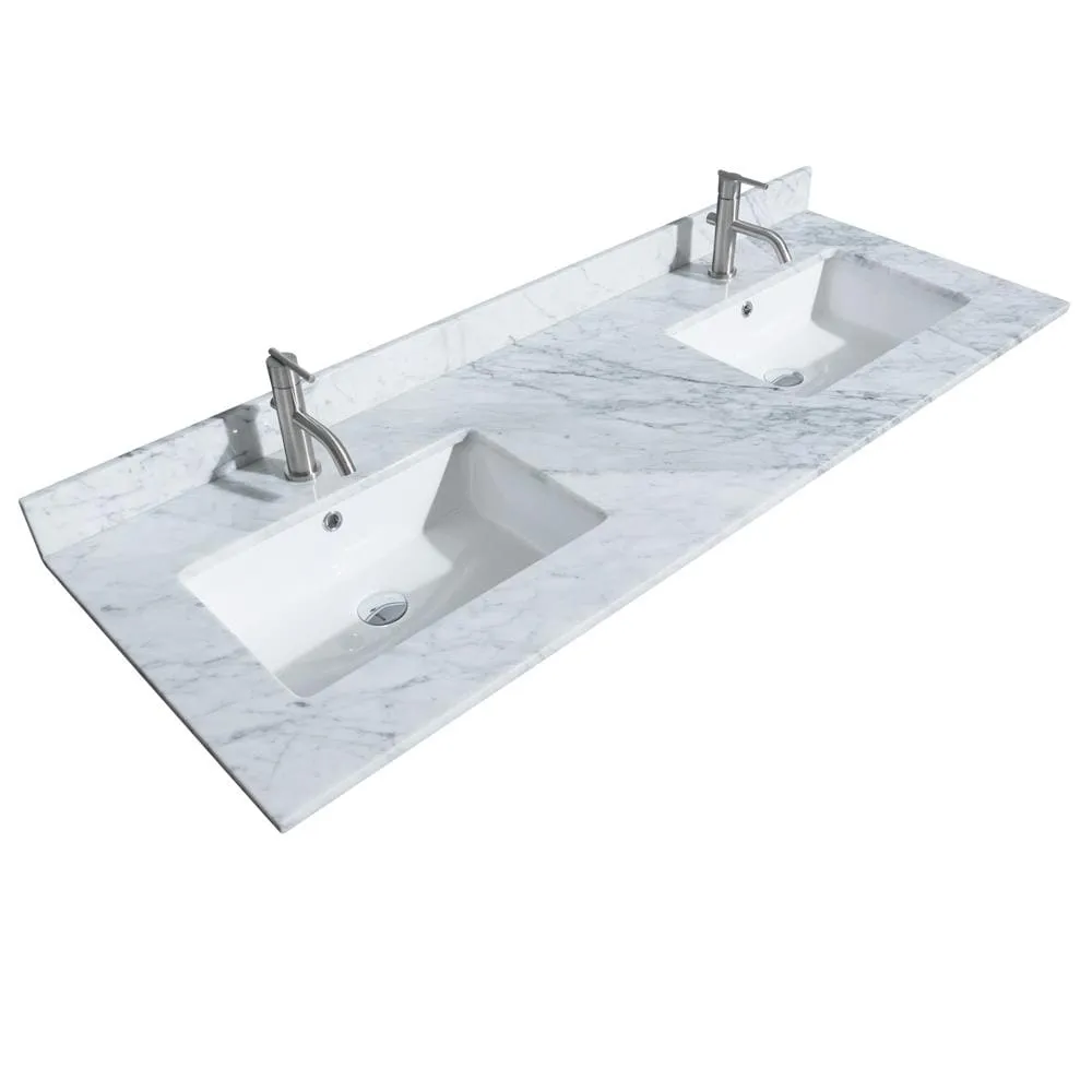 Wyndham Collection Daria 60-in White Double Sink Bathroom Vanity with White Carrara Marble Natural Marble Top, photo 5 of 5