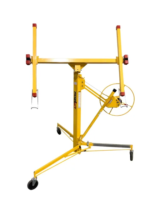 Yellow Steel Drywall Lift 11ft Max Height 55in Width 49in Length 150lb Capacity - Easy Assembly