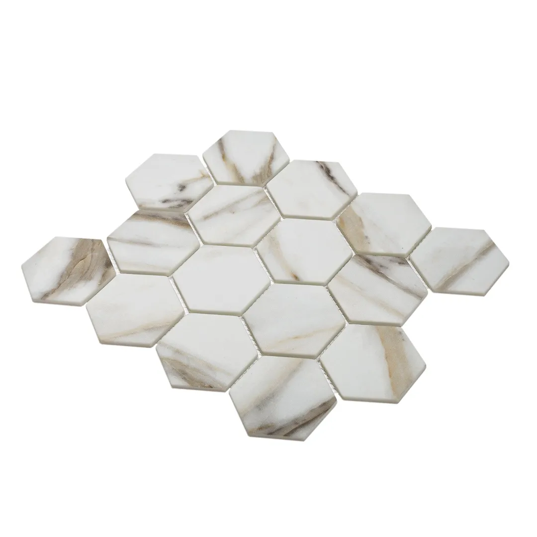 Apollo Tile (Sample) Beige 4-in x 4-in Matte Glass Honeycomb Wood Look Floor and Wall Tile, photo 3 of 7