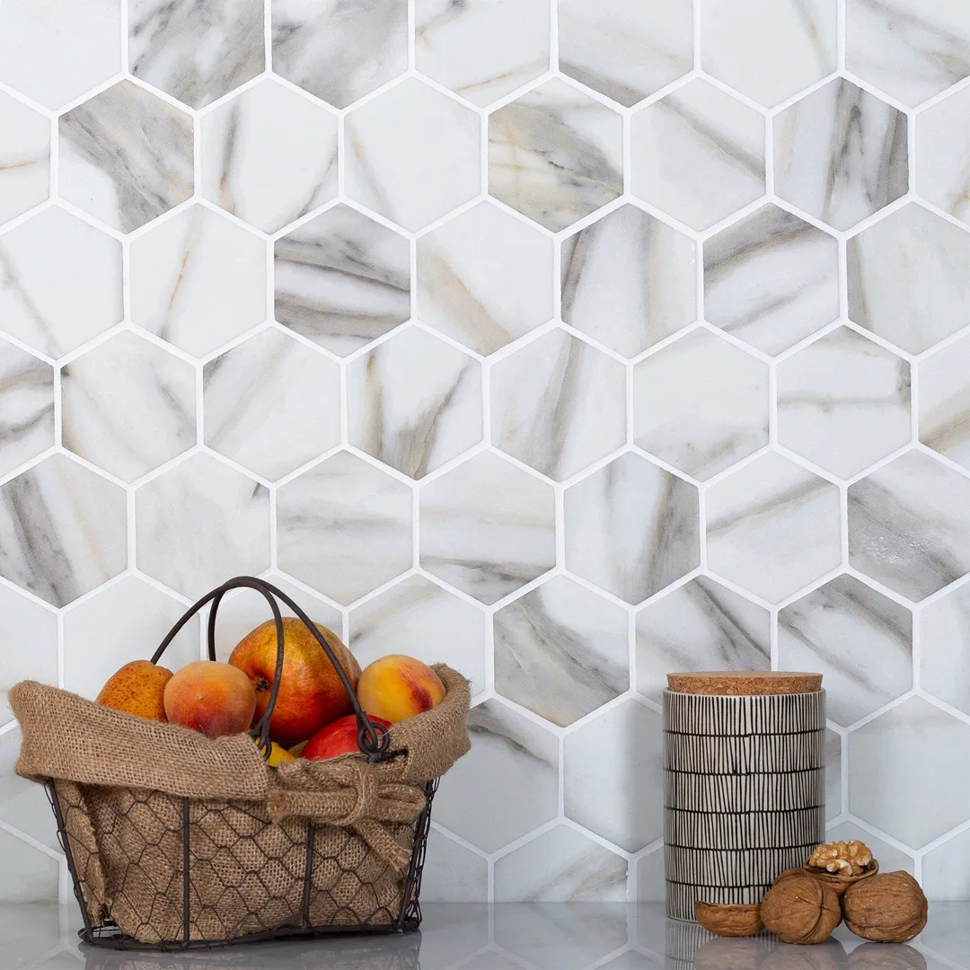 Apollo Tile (Sample) Beige 4-in x 4-in Matte Glass Honeycomb Wood Look Floor and Wall Tile, photo 5 of 7