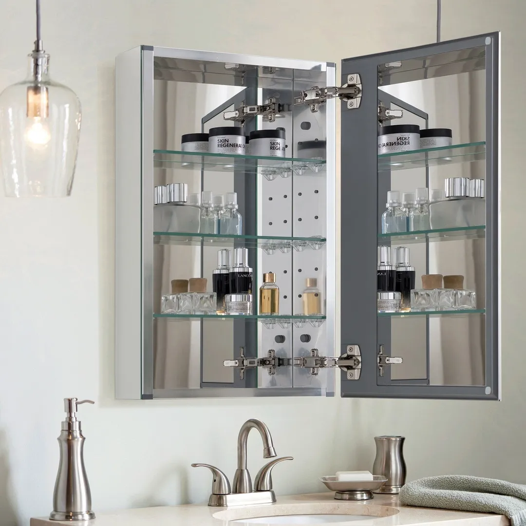 allen + roth 15-in x 26-in Fog Free Surface/Recessed Mount Silver Mirrored Soft Close Medicine Cabinet, photo 14 of 14
