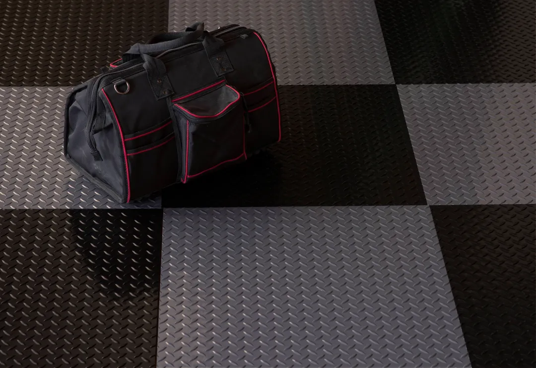 G-Floor RaceDay Diamond Tread Midnight Black 24 in. x 24 in. Peel and Stick Polyvinyl Tile (40 sq. ft. / case), photo 3 of 3